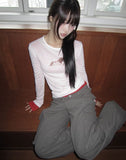 Dehin Pintuck Tencel Layered Long Sleeve T-shirt