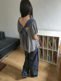 Kahini Off-shoulder Tie Shirring Short Sleeve Tee
