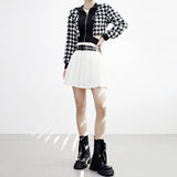Monet Hound Checked Fur Jacket
