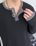Ribe Waffle Henley Neck Ringer Tee