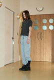 Ribbon Denim Pigment Crop TEE