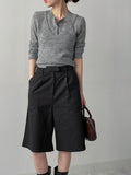 One Pin Tuck Cotton Bermuda Pants