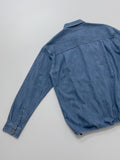 [unisex] Edge Pin Tuck Overfit Denim Shirt Jacket