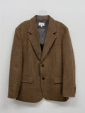[wool60%] Pin check single overfit blazer jacket