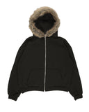 SOFT FUR HOODIE ZIP-UP
