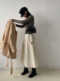 Peach Corduroy Flare Skirt