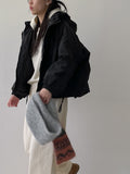 Shirring Hood Crop Padding Jumper
