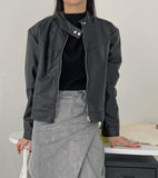 Biker Overfit Short Leather Jacket
