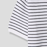 Cotton Stripe Collar Half Knit