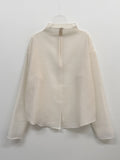 Organza Mock Neck See-Through Blouse