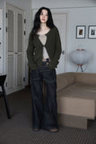 Raccoon color matching wide denim