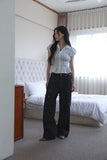 Line eyelet denim pants