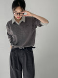 [Belt SET] Stern Pintuck Cotton Wide Pants