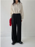 Olsen Rip Pocket One-Tuck Wide Slacks