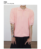 Basic collar knit short sleeve cardigan