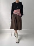 Ribbed wrap see-through layered t-shirt