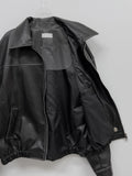 [unisex] Curl Vintage Leather Overfit Blouson