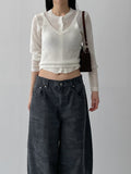 [Bustier SET] Mohair see-through crop cardigan