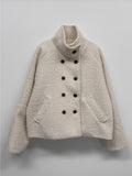 Hairy High Neck Double Short Coat