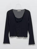 Frill V-Neck Sleeveless Cardigan
