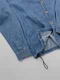 [unisex] Edge Pin Tuck Overfit Denim Shirt Jacket