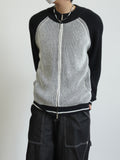 Non-mix Raglan Varsity Knit Zip-up