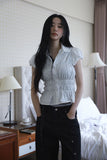 Line eyelet denim pants