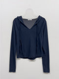 Pin-Tuck Hood Neck Slim Fit Tee