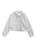 Curved high neck detachable windbreaker