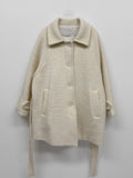 [wool70%/3oz quilting] Boucle Reglan Belted Half Coat