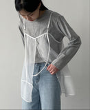 One Button See-through Layered Bustier