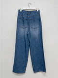 [unisex] Edge Two Tuck Cat Washing Wide Denim Pants