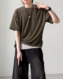 [1+1] Crop Layered Half Sleeve