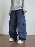 Moikin diagonal cargo raw denim jeans