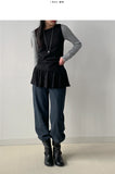 Shirring Frill Layered Sleeveless