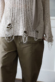 Work belted cotton pants