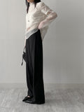 Striped One-Tuck Wide Slacks