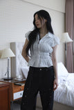 Line eyelet denim pants