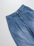 [unisex] Edge Two Tuck Cat Washing Wide Denim Pants
