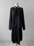 [Setup Available] Pin Pleated Long Skirt