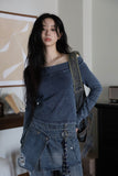 Rami Layered Skirt Denim
