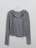 Pin-Tuck Hood Neck Slim Fit Tee