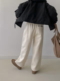 Shirring Hood Crop Padding Jumper