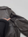 [unisex] Curl Vintage Leather Overfit Blouson