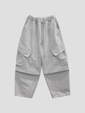 Peach Cotton Diagonal Cargo Balloon Pants
