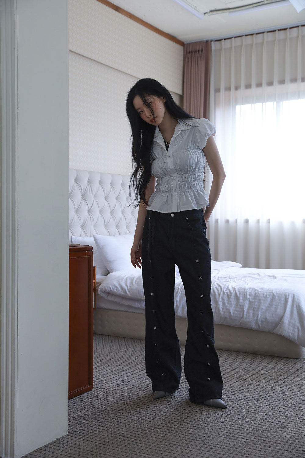 【COLOR iN ID】Line eyelet denim pants COLOR iN ID(カラーインアイディー) - ラインアイレットデニム