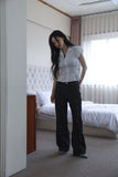 Line eyelet denim pants