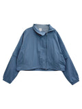 Curved high neck detachable windbreaker