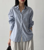 [Wrinkle Free] Pocket Stripe Loose Fit Shirt