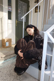 Fleece leopard banding pants